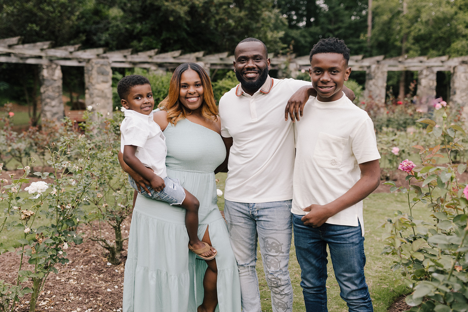 Family Session in Raleigh Rose Garden in North Carolina