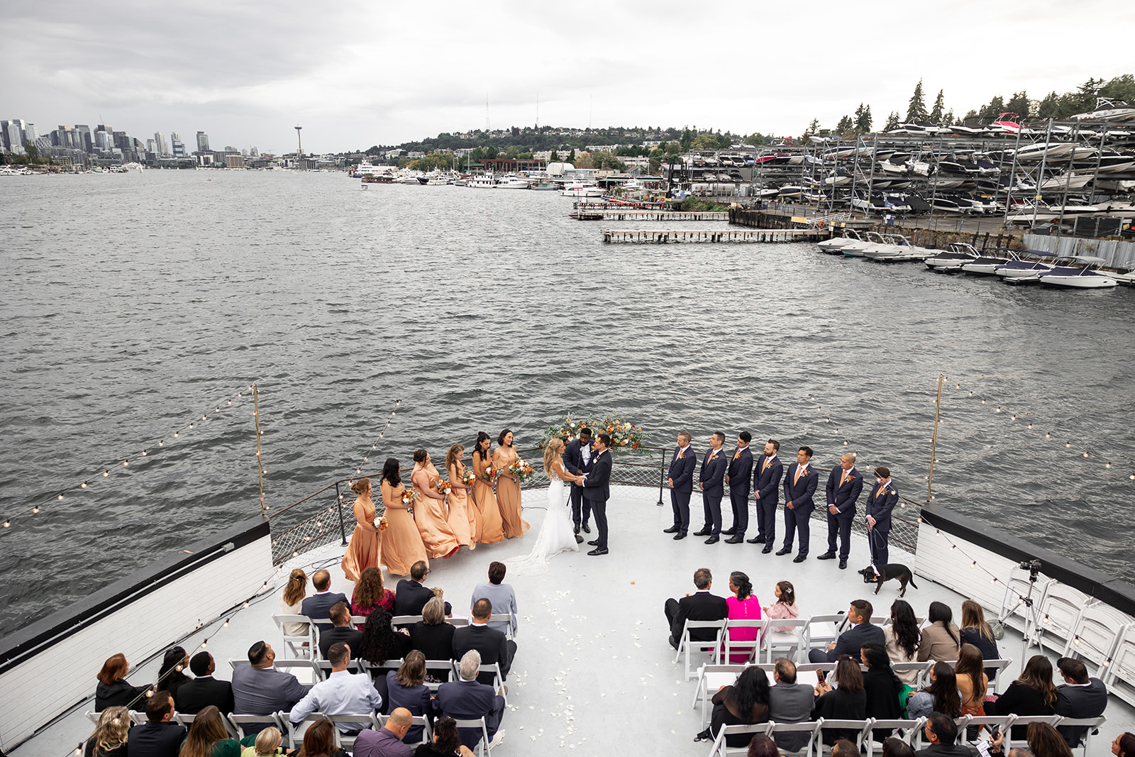 A couple married at the MV Skansonia on the waterfront in Seattle 