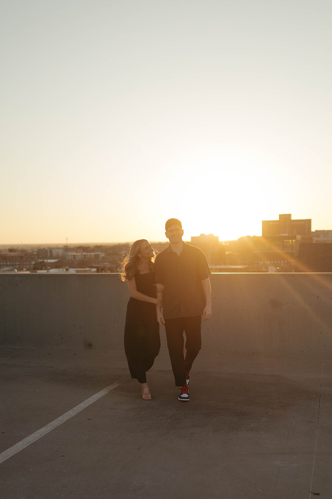 couples session at golden hour in the heart of oklahoma city