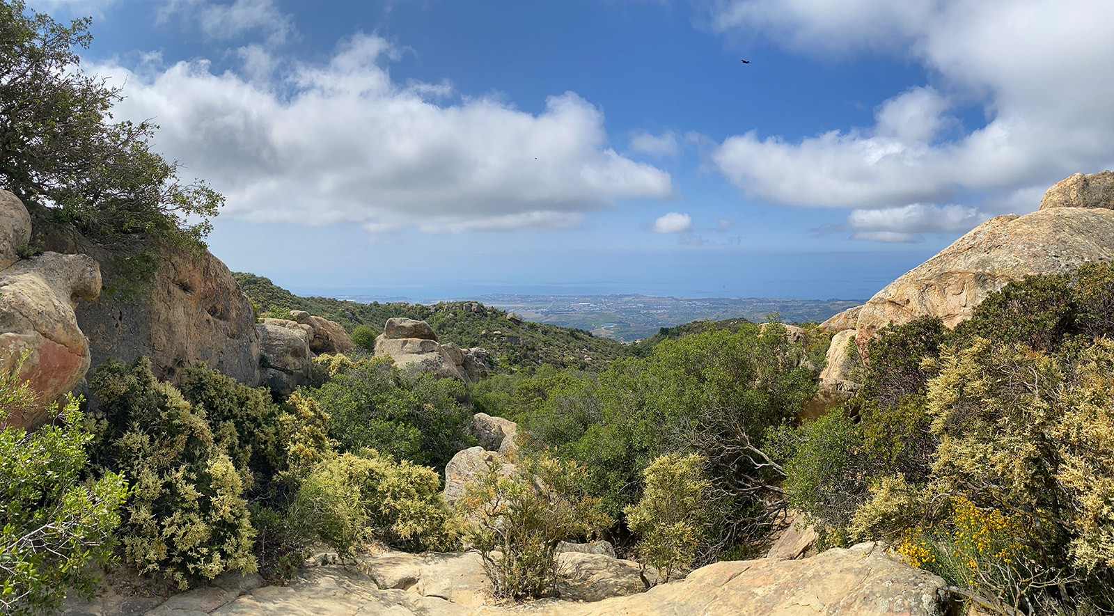 View while hiking at Lizards Mouth Rock outside of Los Angeles, California