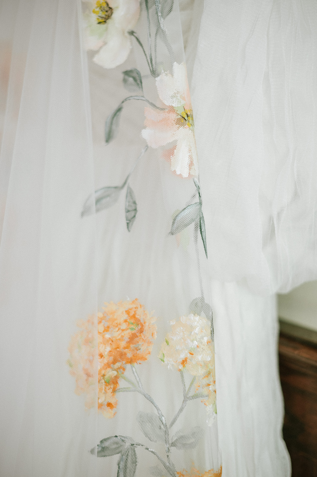 hand painted bridal veil
