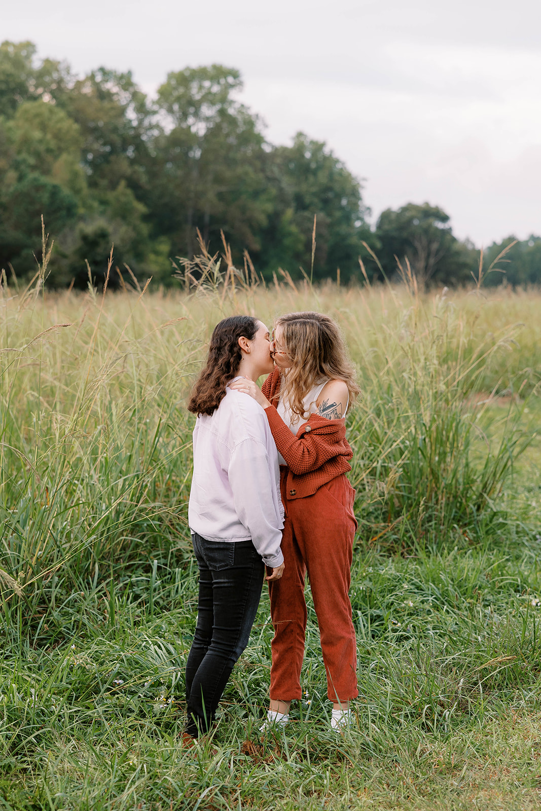 LGBTQ+ couple kissing during engagement session in Atlanta, Georgia