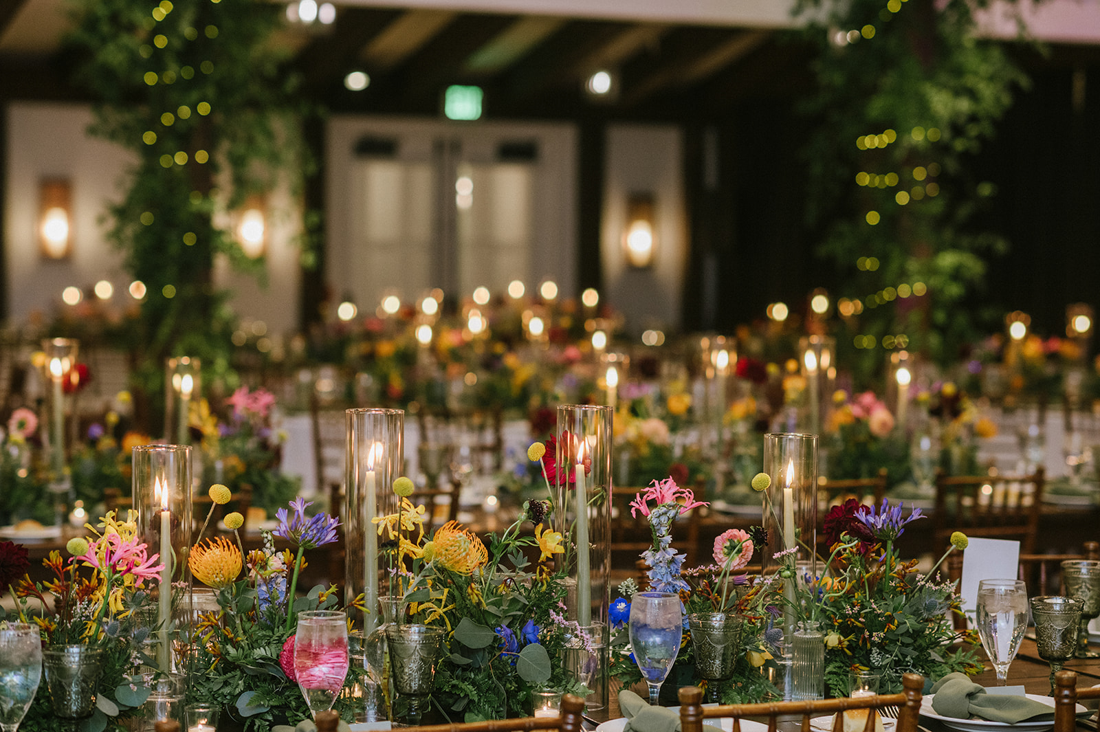 colorful romantic wedding decor at crossed keys estate