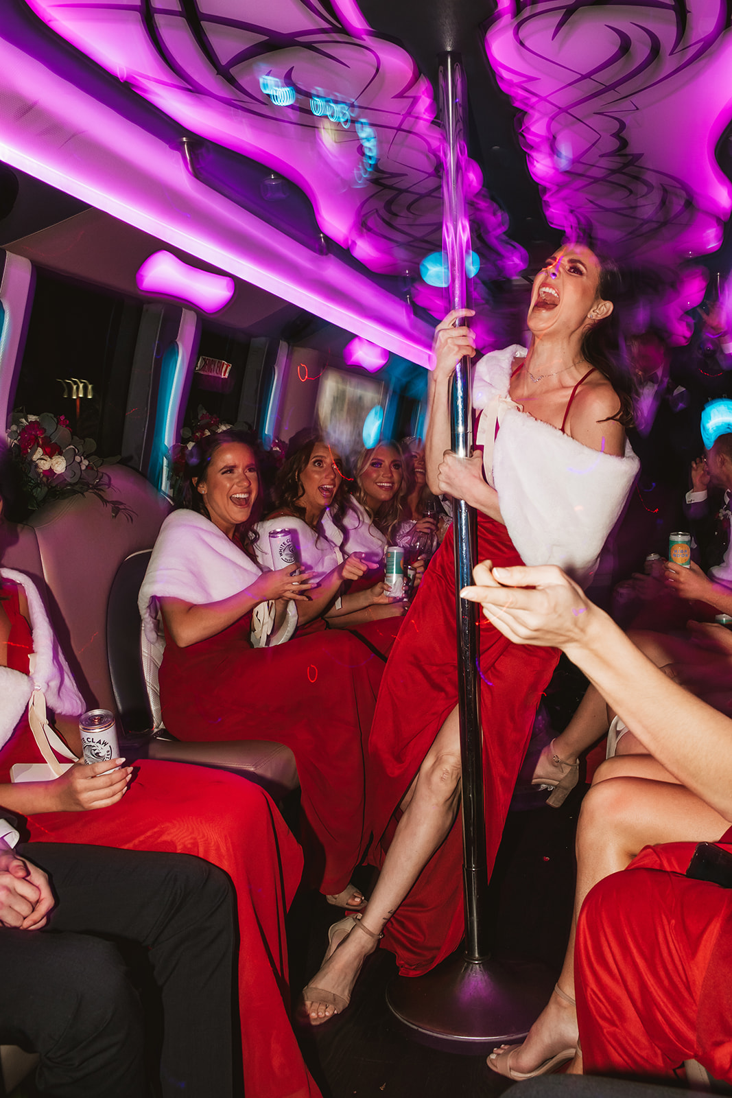 Chevy Chase Country Club Wedding Photo - party in the party bus