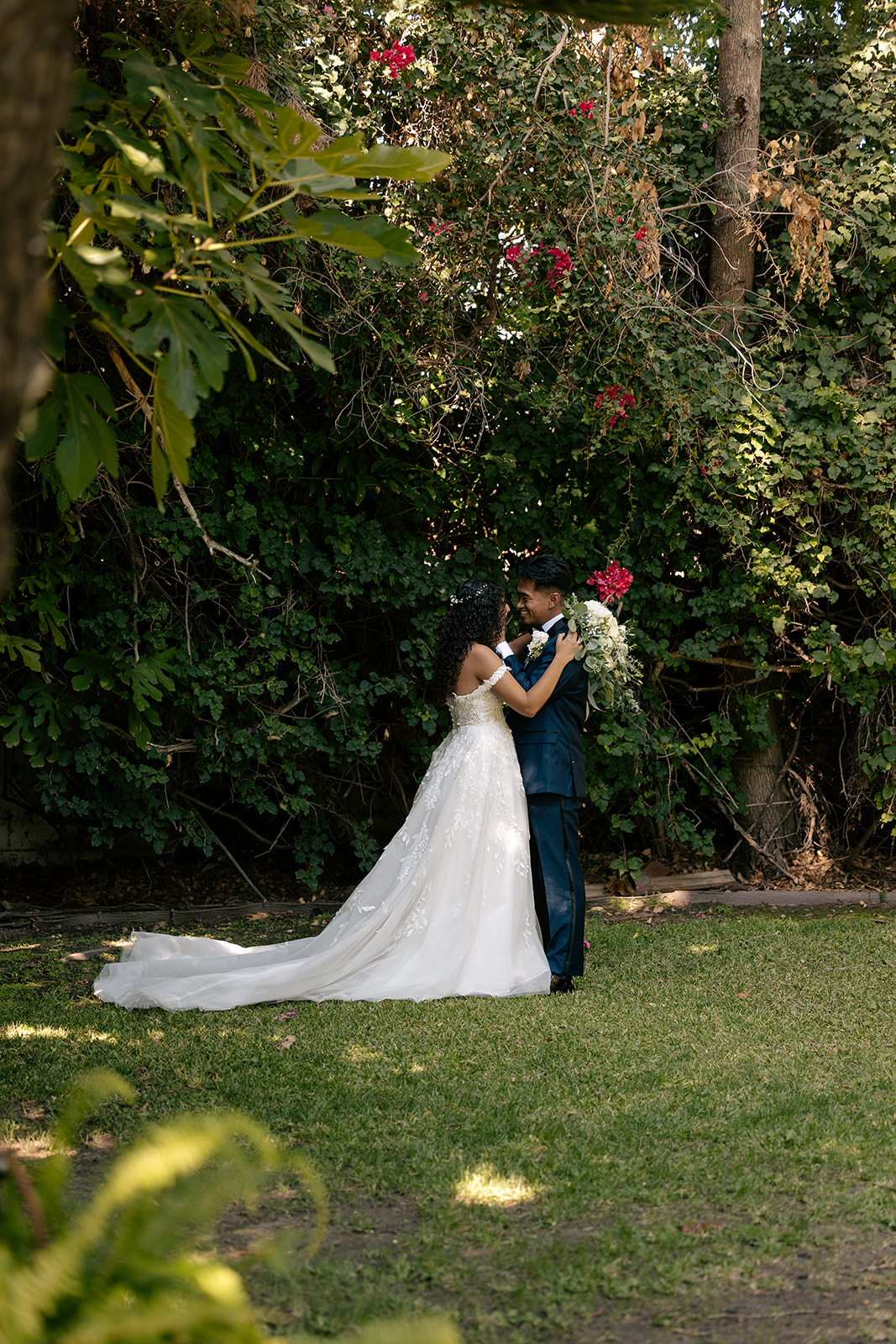 griffith house wedding anaheim california exchanging vows bride and groom kissing running down the aisle just married