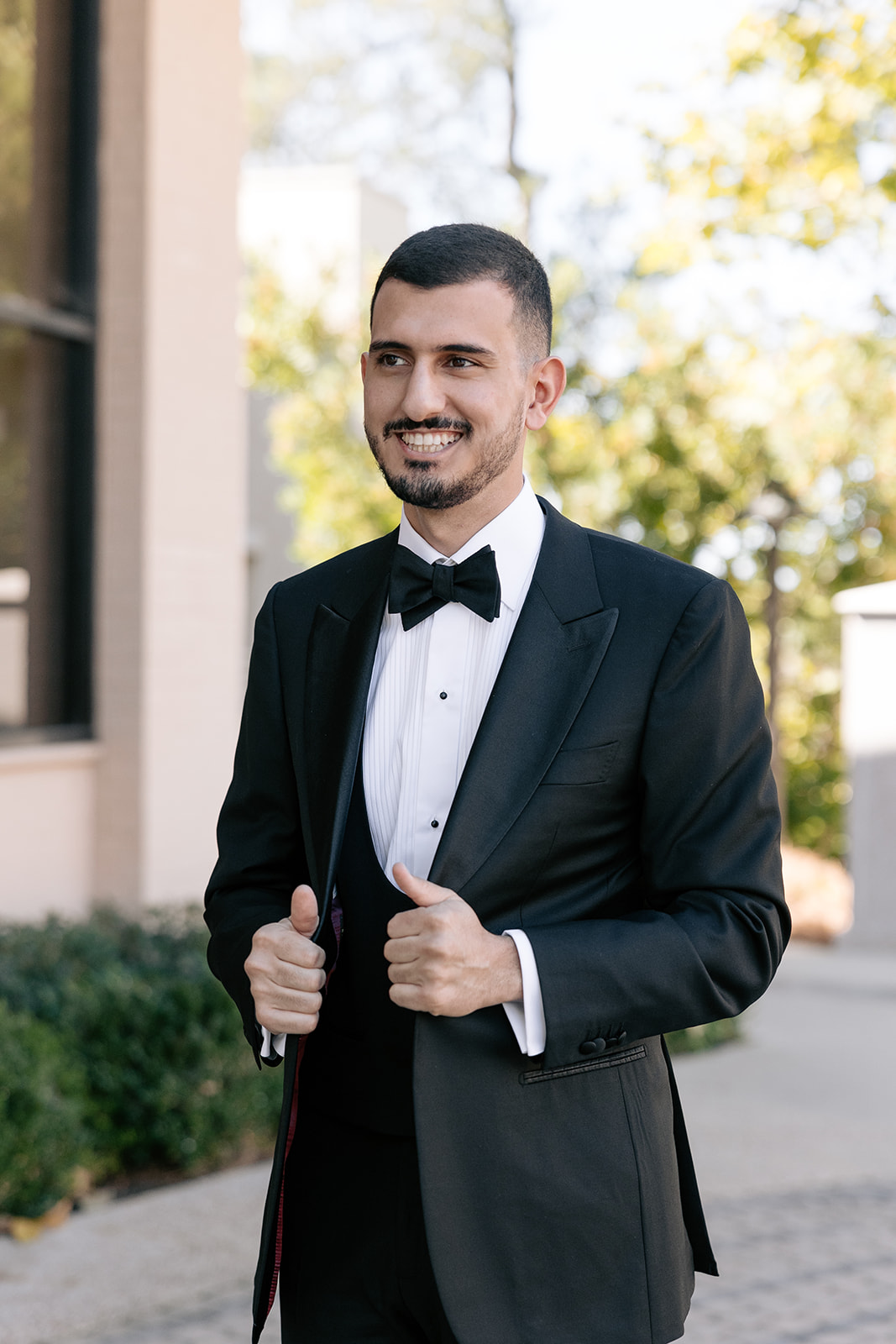 elegant palos verdes socal california wedding elopement groom getting ready pictures groom suits tuxedo bow tie pictures