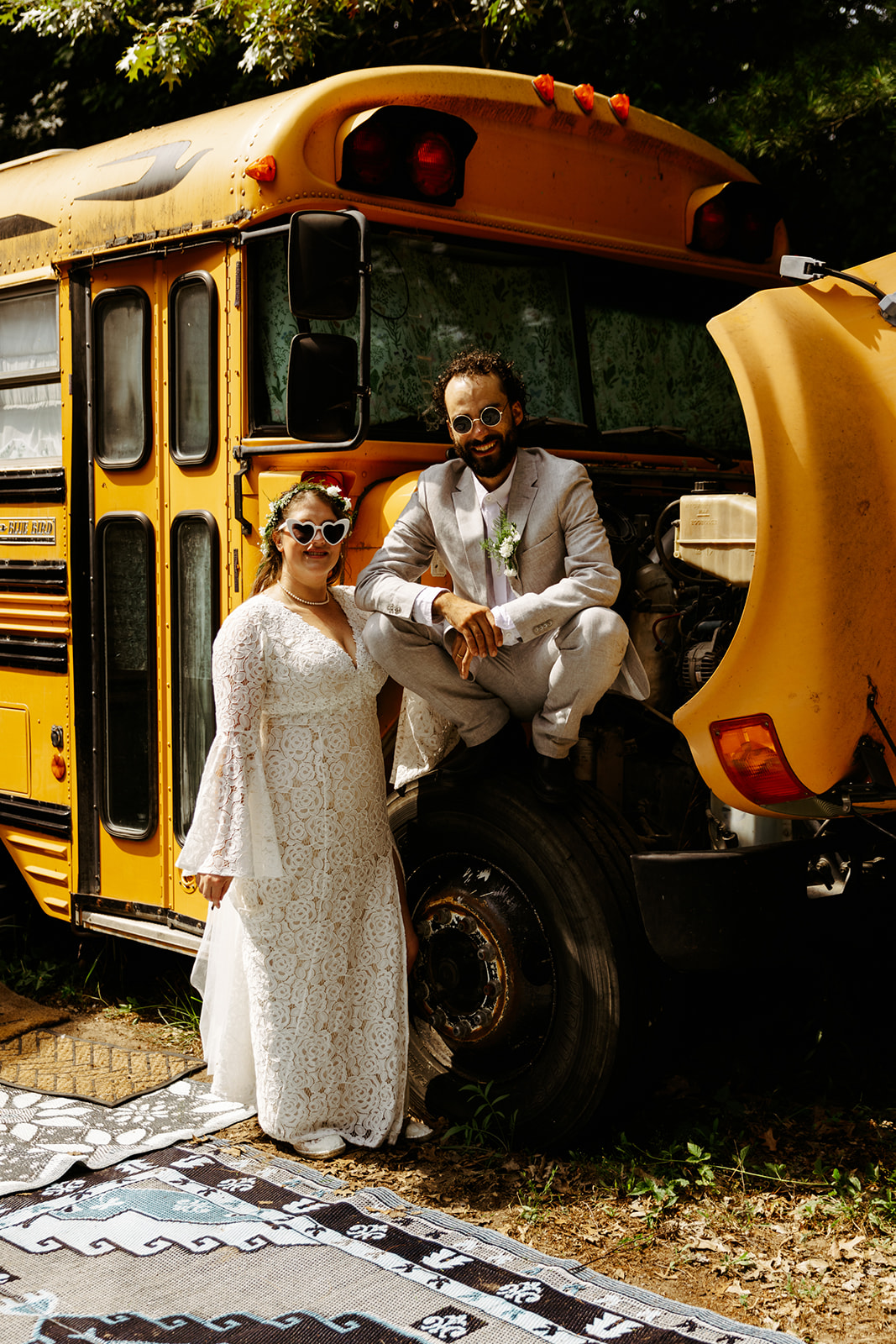 skoolie school bus tiny home nomad wedding hippie portraits Brianna Kirk Photography