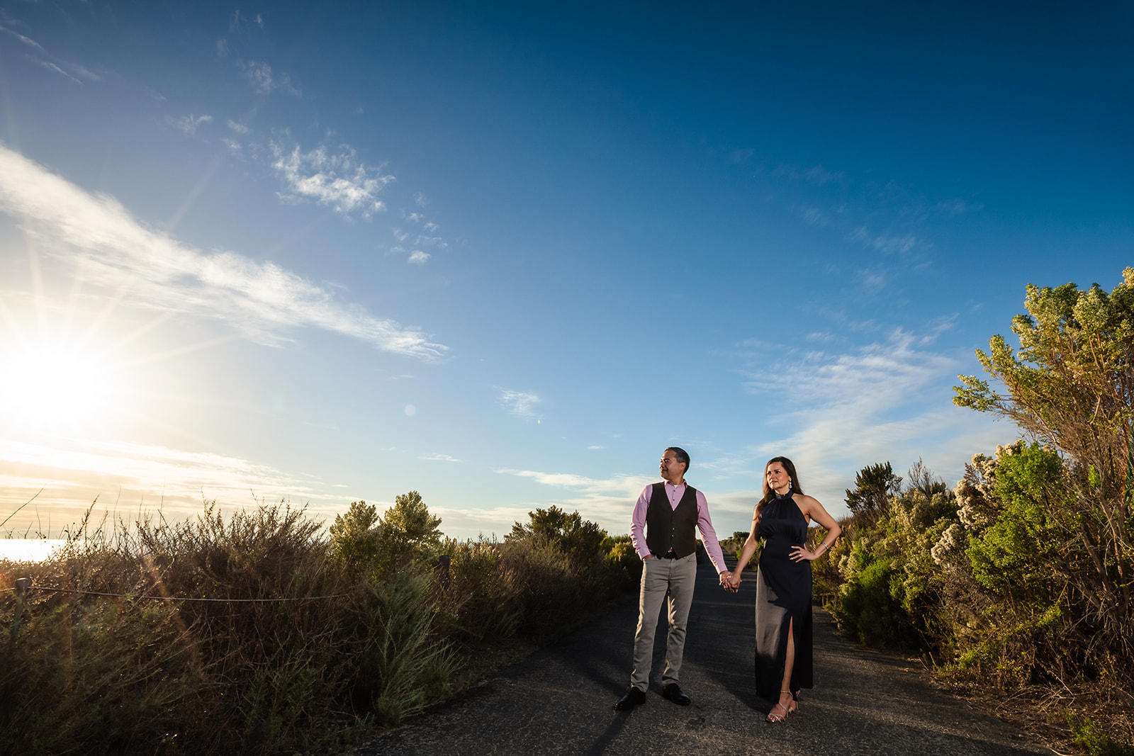 Engagement photos on the bluffs overlooking Crystal Cove