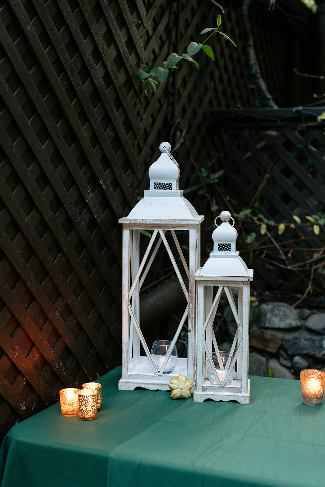 inn of the seventh ray wedding topanga california socal wedding pumpkin wedding lanterns tea lights tea candles moody