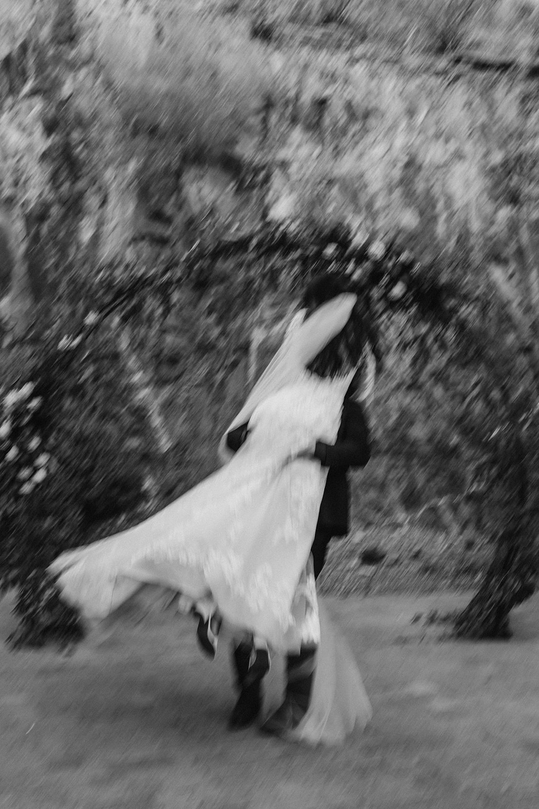 blurry documentary editorial bride and groom portraits backyard ceremony brianna kirk photography