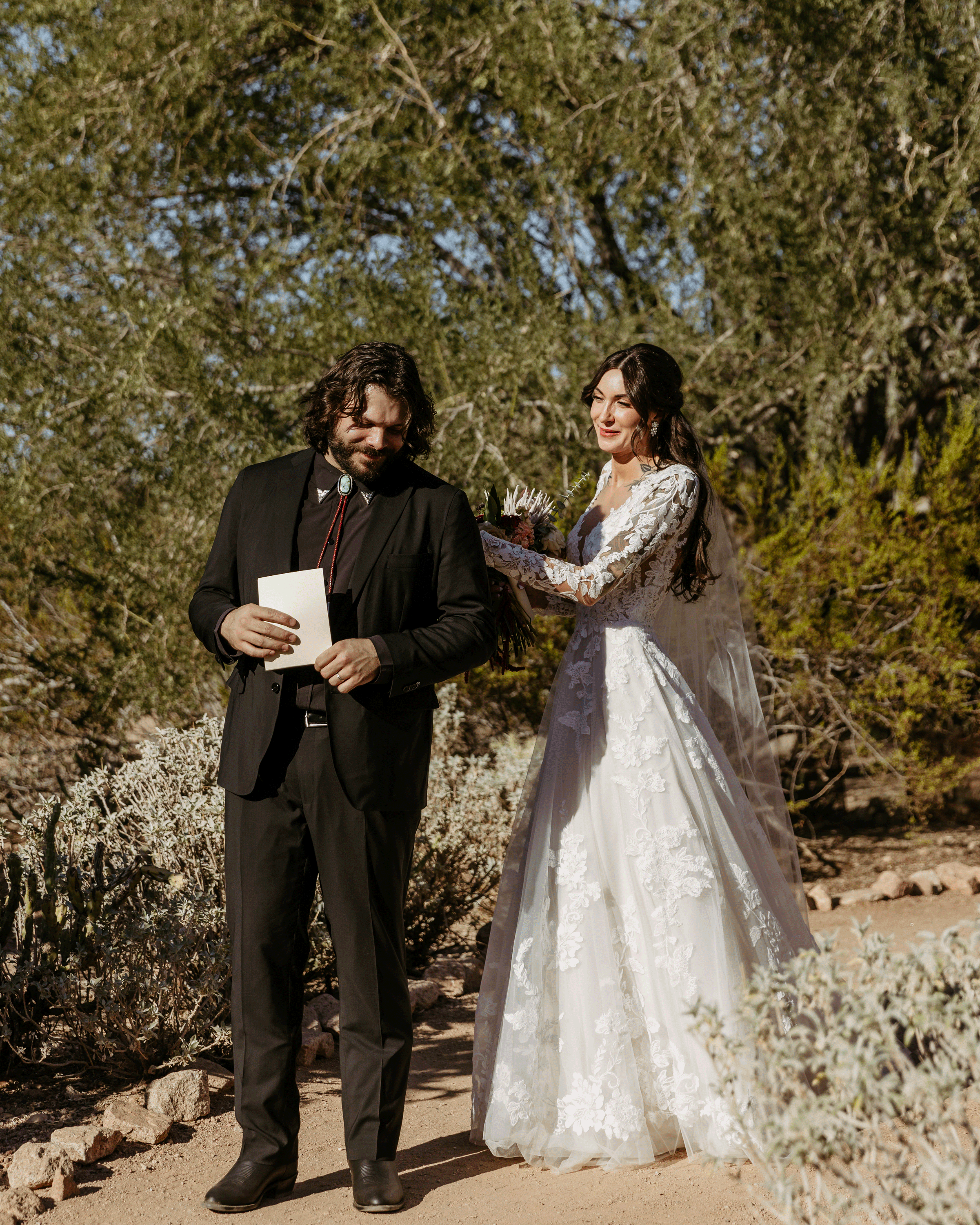 documentary editorial luxury desert wedding first look in the southwest brianna kirk photography