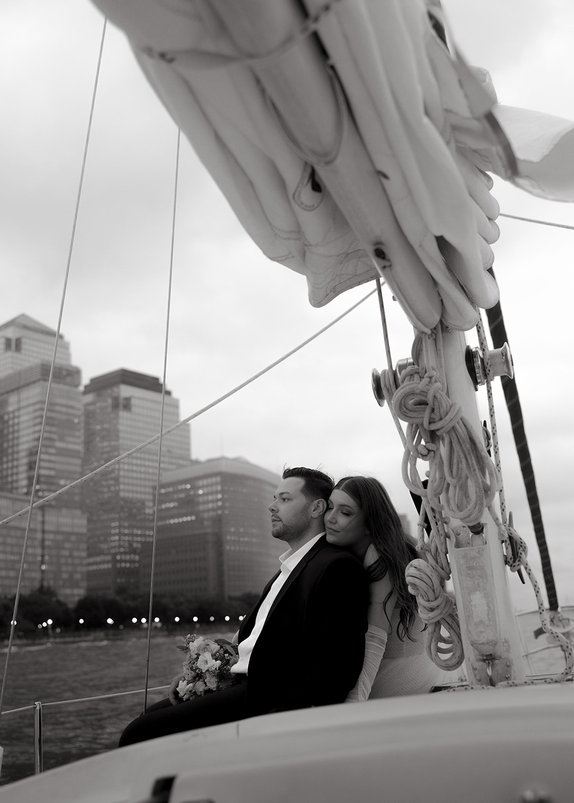 A couple who eloped on a boat take their portraits in NYC