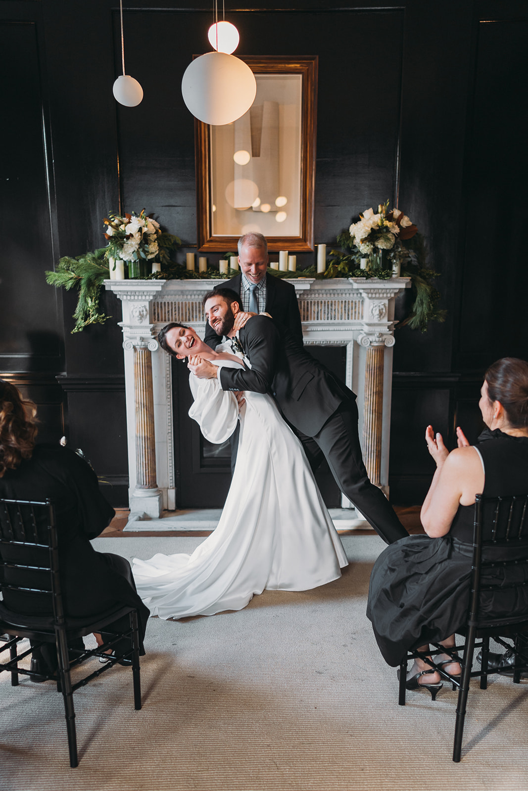 bride and groom dip at Patterson Mansion Wedding in Washington DC