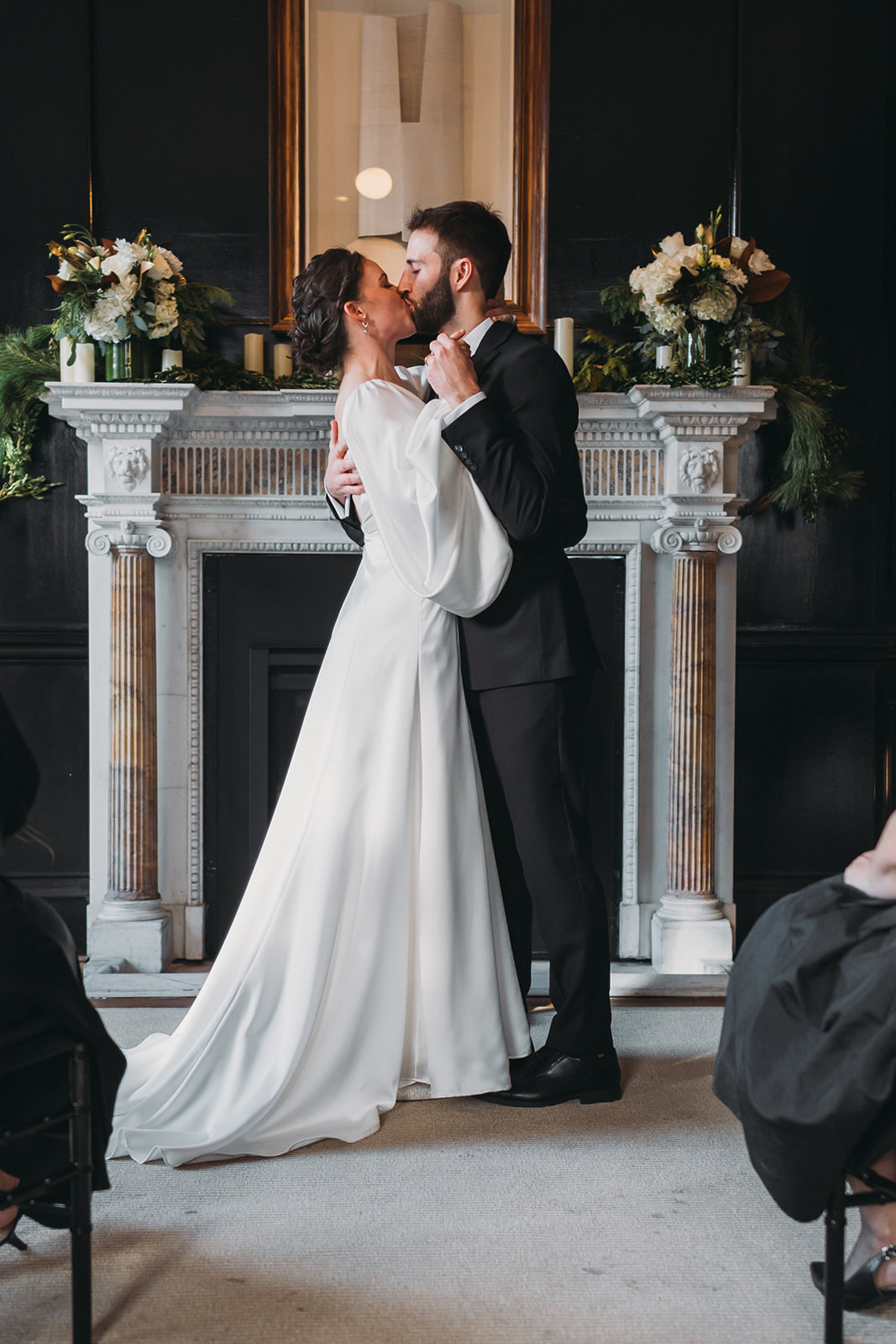 bride and groom kiss at Patterson Mansion Wedding in Washington DC