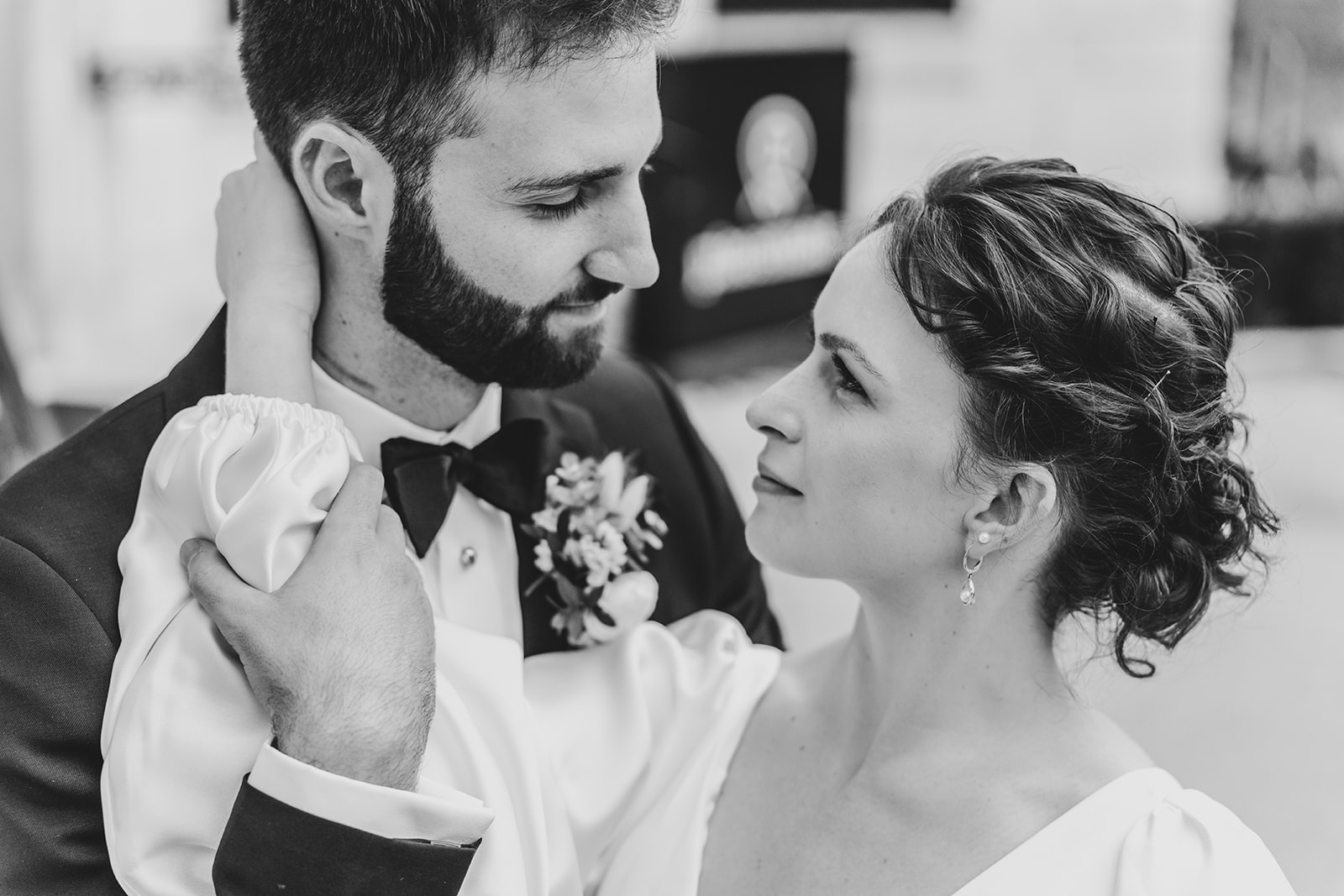bride and groom look at each other at Patterson Mansion Wedding in Washington DC