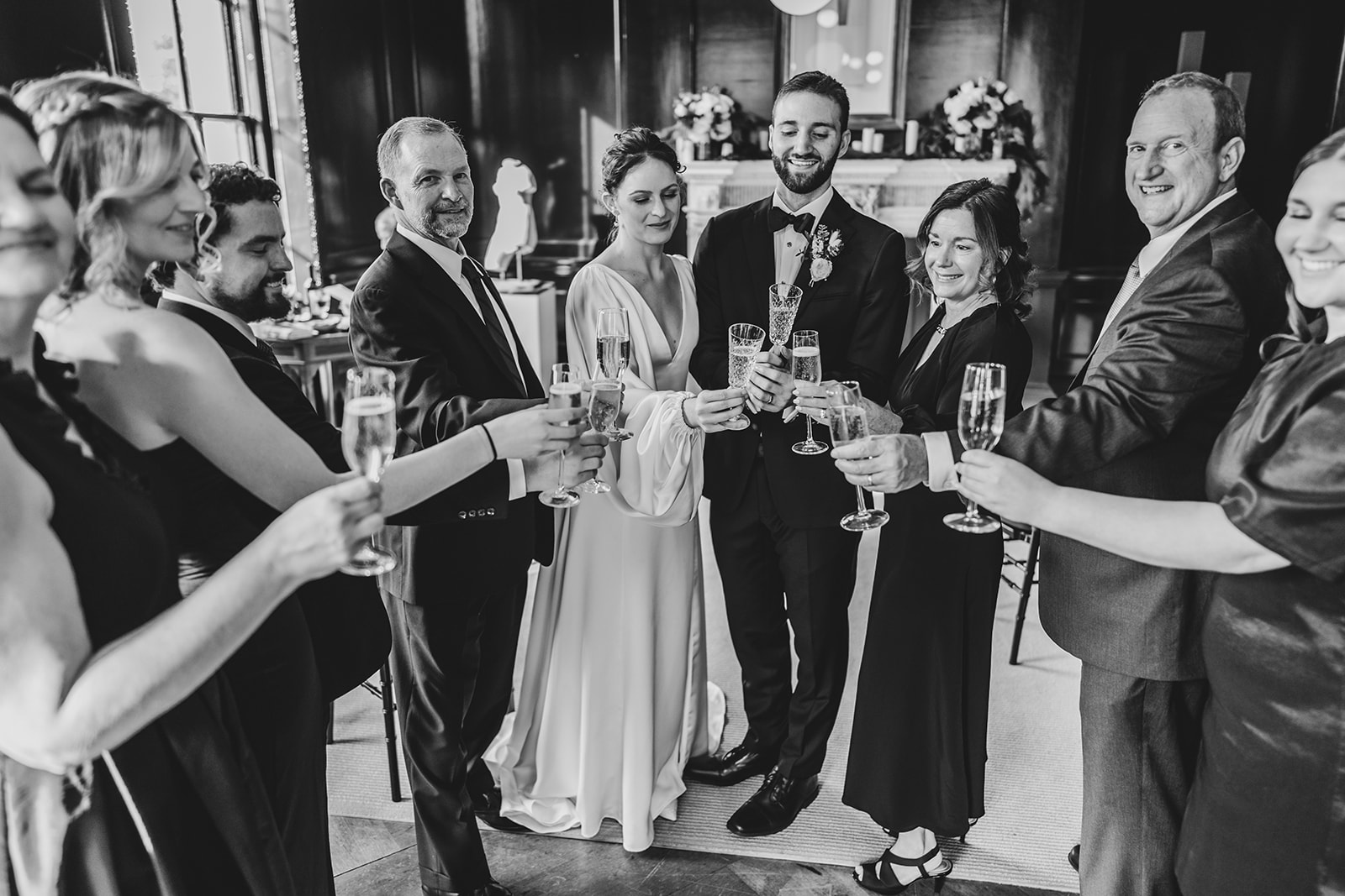 bride and guests toast at Patterson Mansion Wedding in Washington DC
