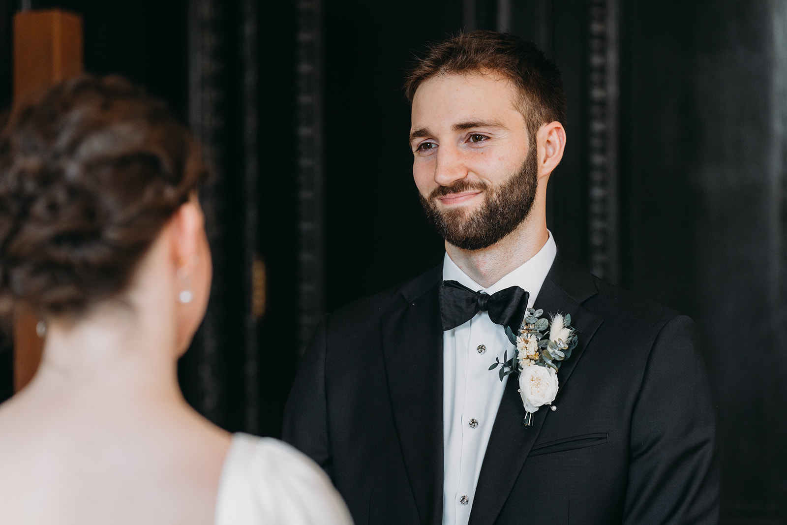 Groom looks at bride at Patterson Mansion Wedding in Washington DC