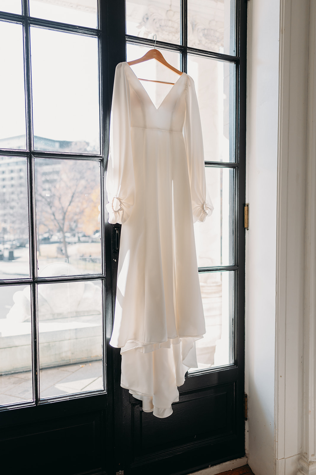 Wedding Dress hangs at Patterson Mansion Wedding in Washington DC