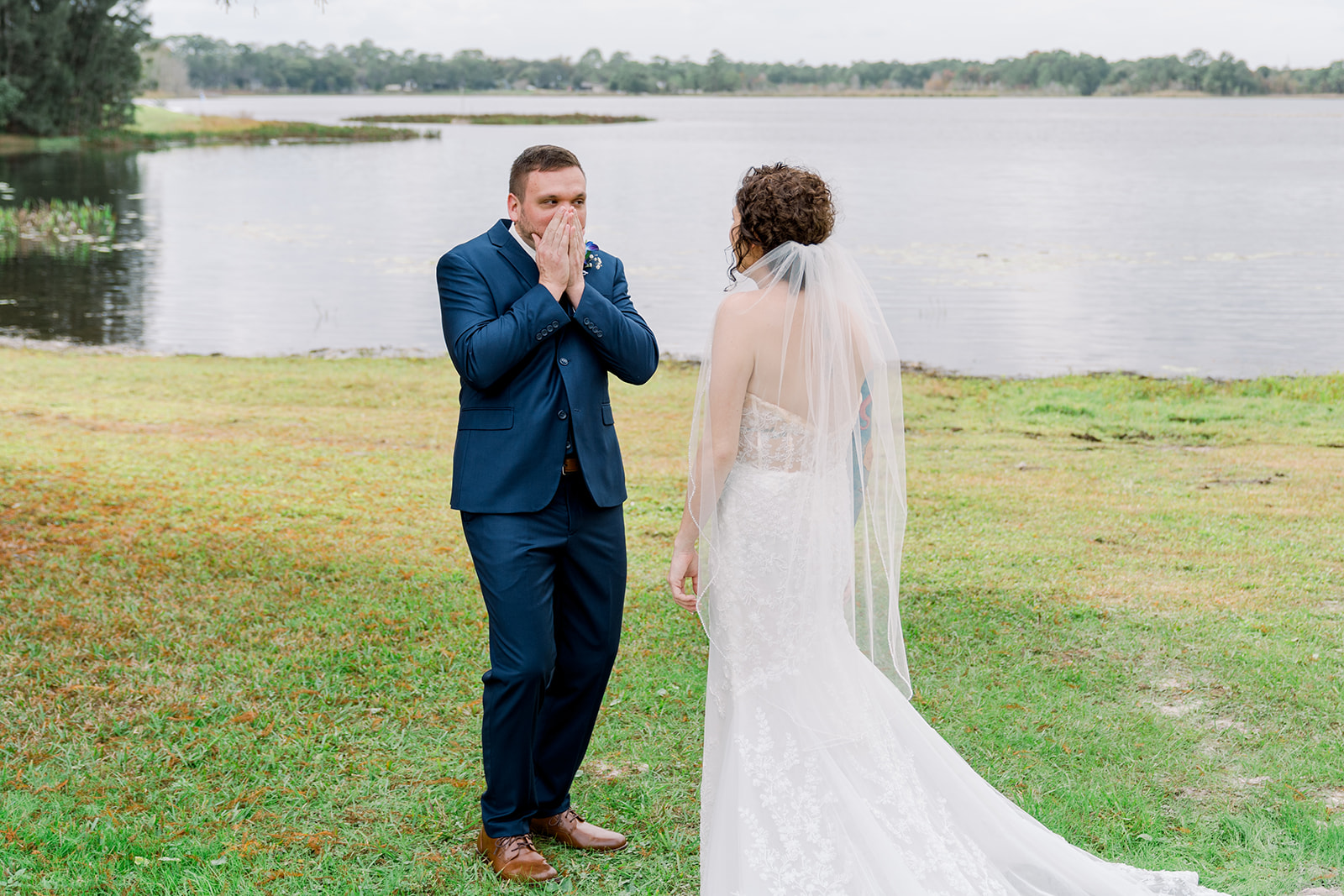Groom sees his bride for the first time 