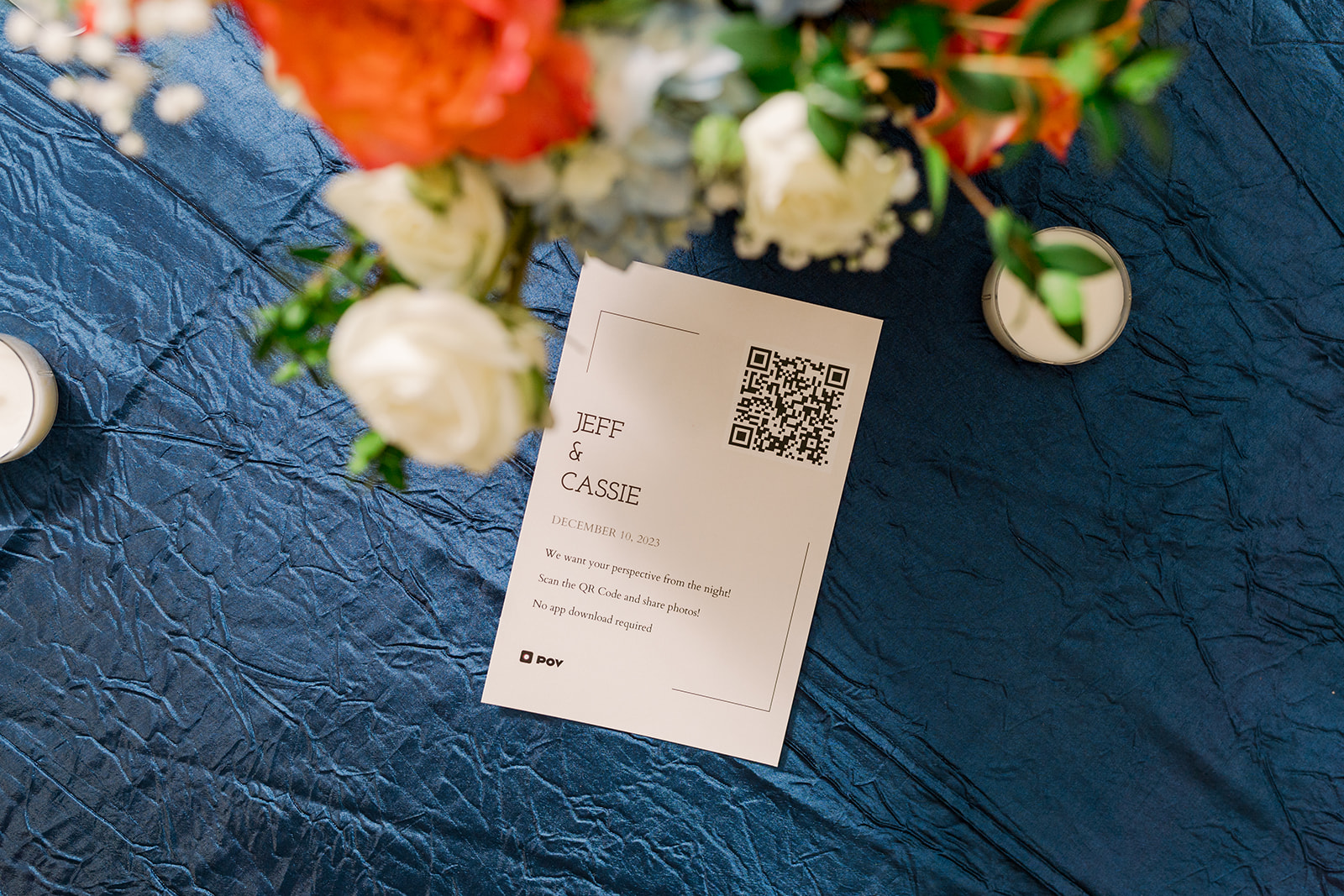 Trendy QR code for wedding guests to upload photos