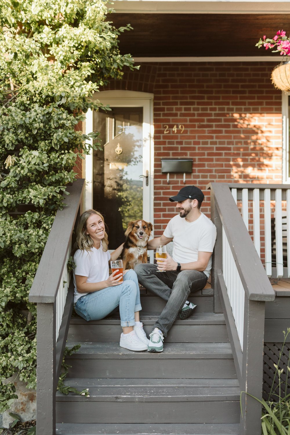 Pizza night for this couple who had their engagement session at home with their dog