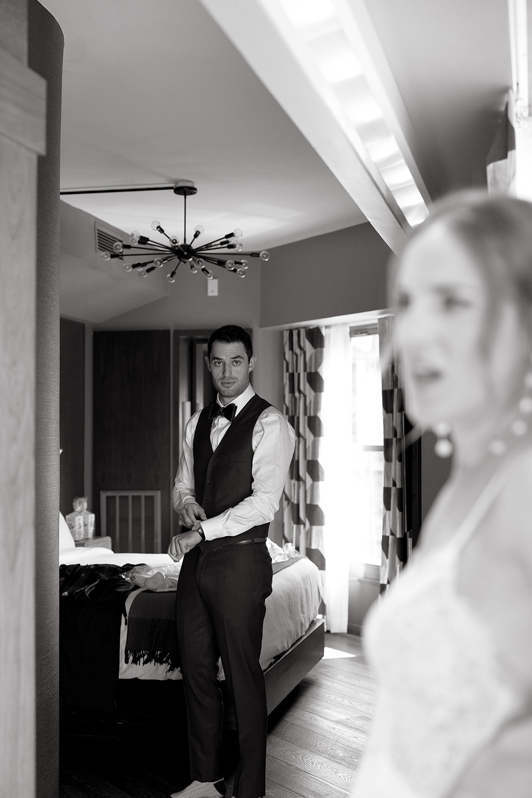 A groom gets ready for his wedding day at The Roxy