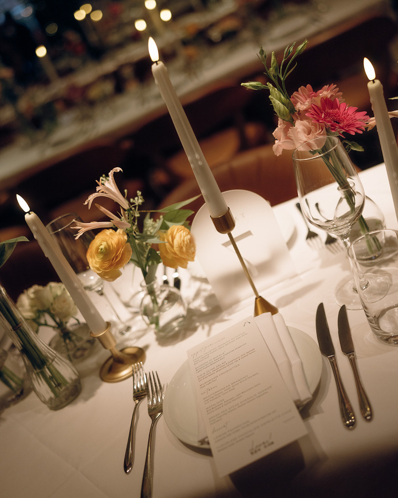 Tabletop wedding reception decor  at Fig & Olive NYC