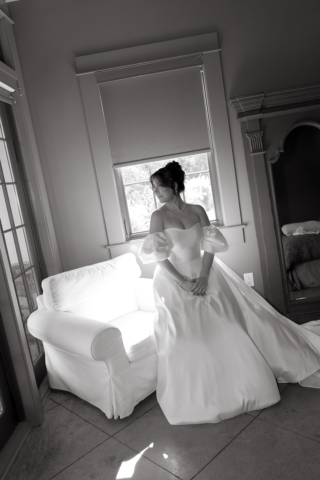 Bride gets ready in bridal suite at The Barn at Smith Lake on wedding day in Alabama