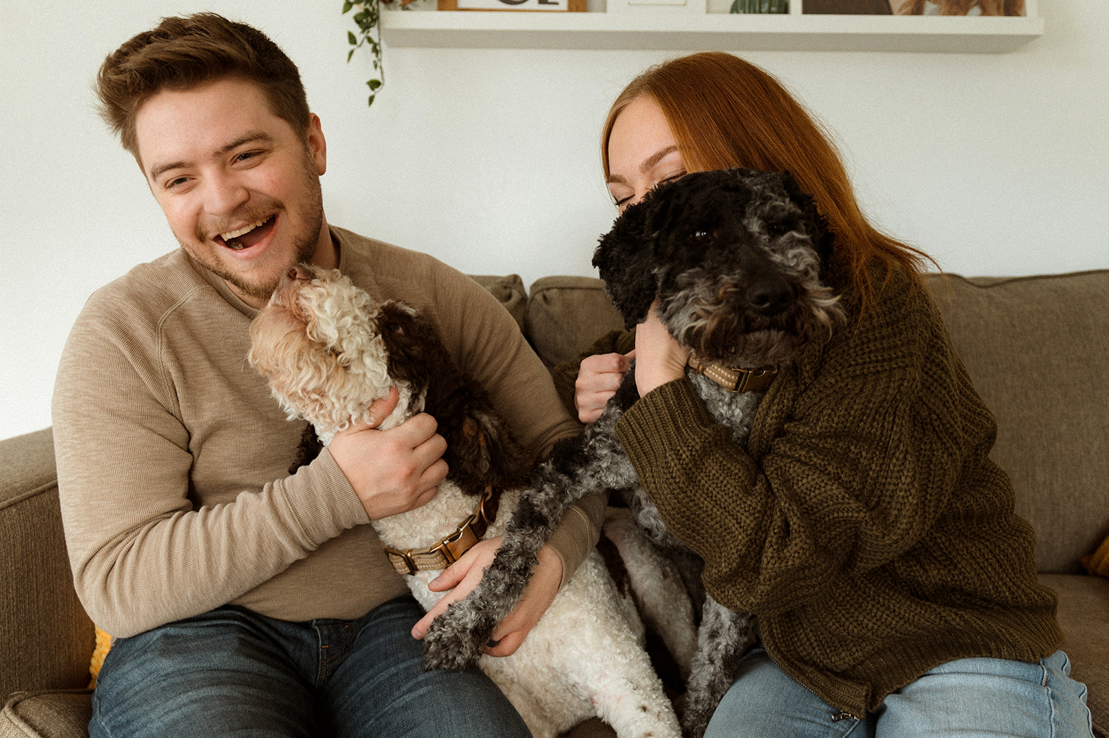 In-home couples session with their fur babies!