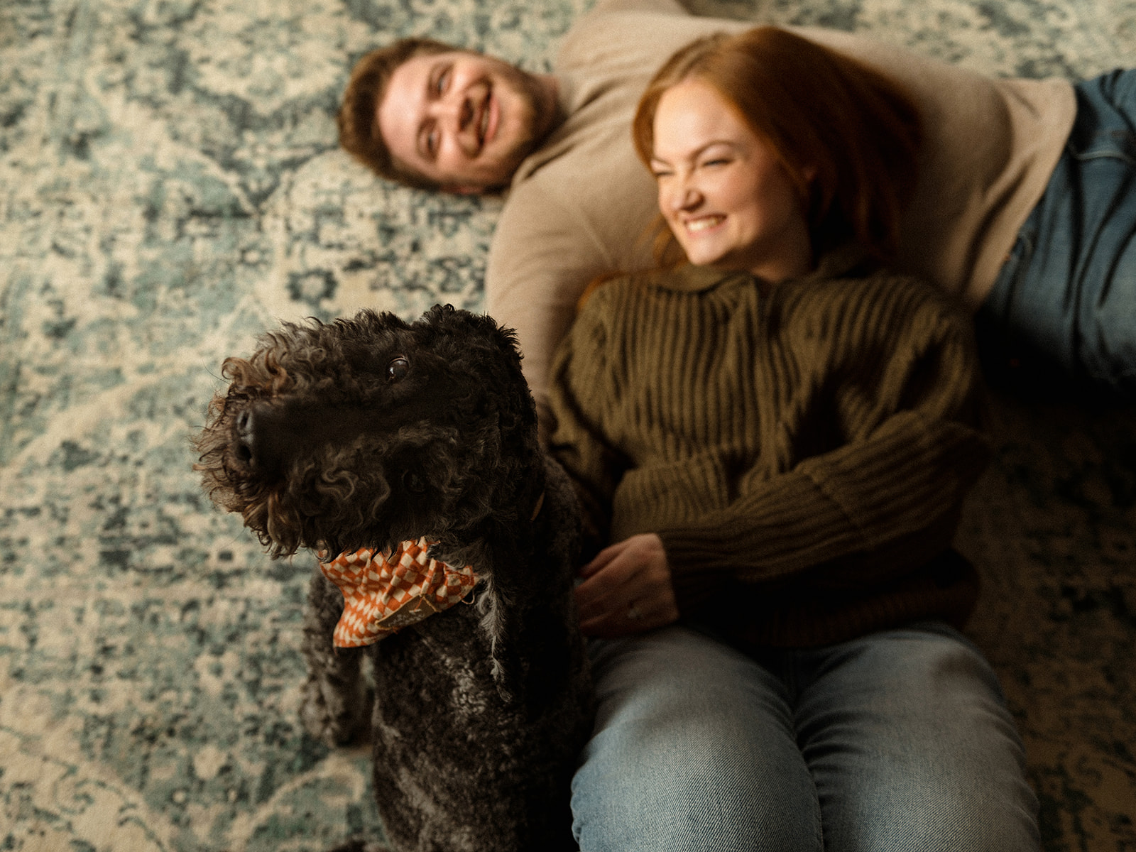 In-home couples session with their fur babies!