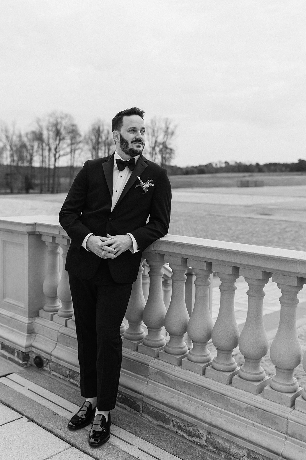Groom Portraits outside at Oxbow Estate