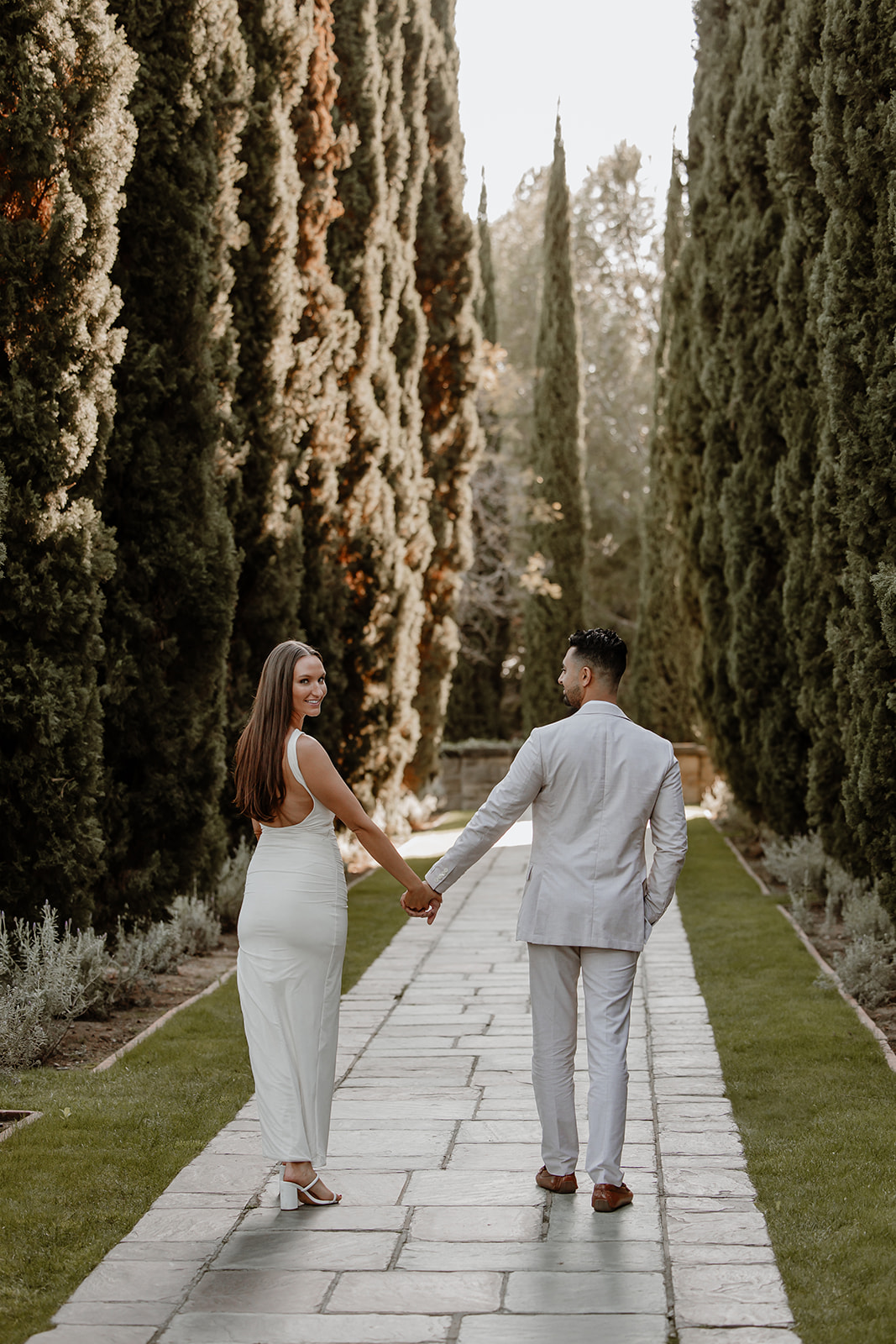 romantic and classic engagement session at the Greystone Mansion in Beverly Hills Los Angeles  gardens, french inspired