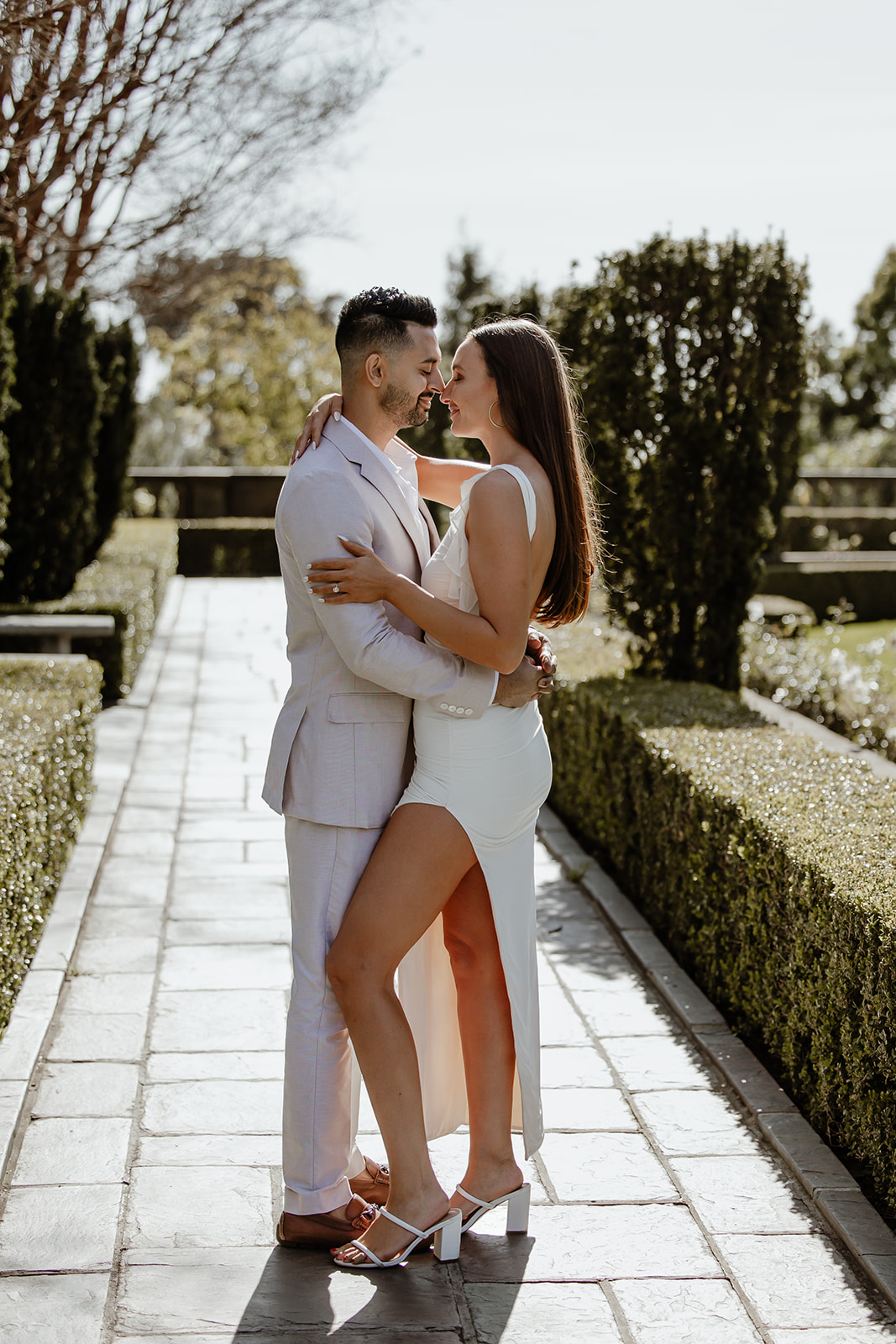 romantic and classic engagement session at the Greystone Mansion in Beverly Hills Los Angeles 