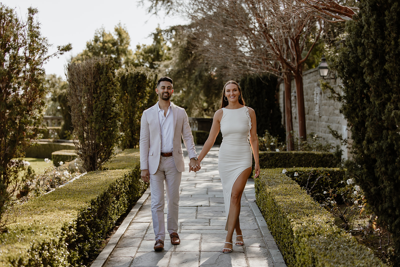 romantic and classic engagement session at the Greystone Mansion in Beverly Hills Los Angeles 