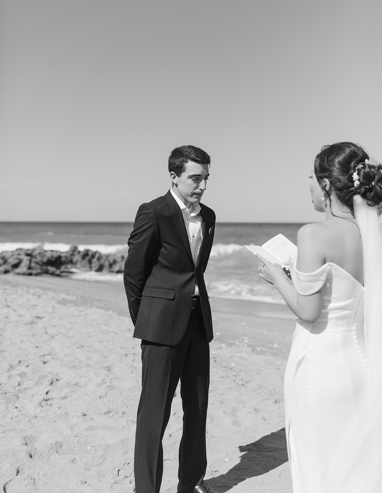 Bride reads vows to groom at intimate wedding ceremony in Palm Beach, Florida