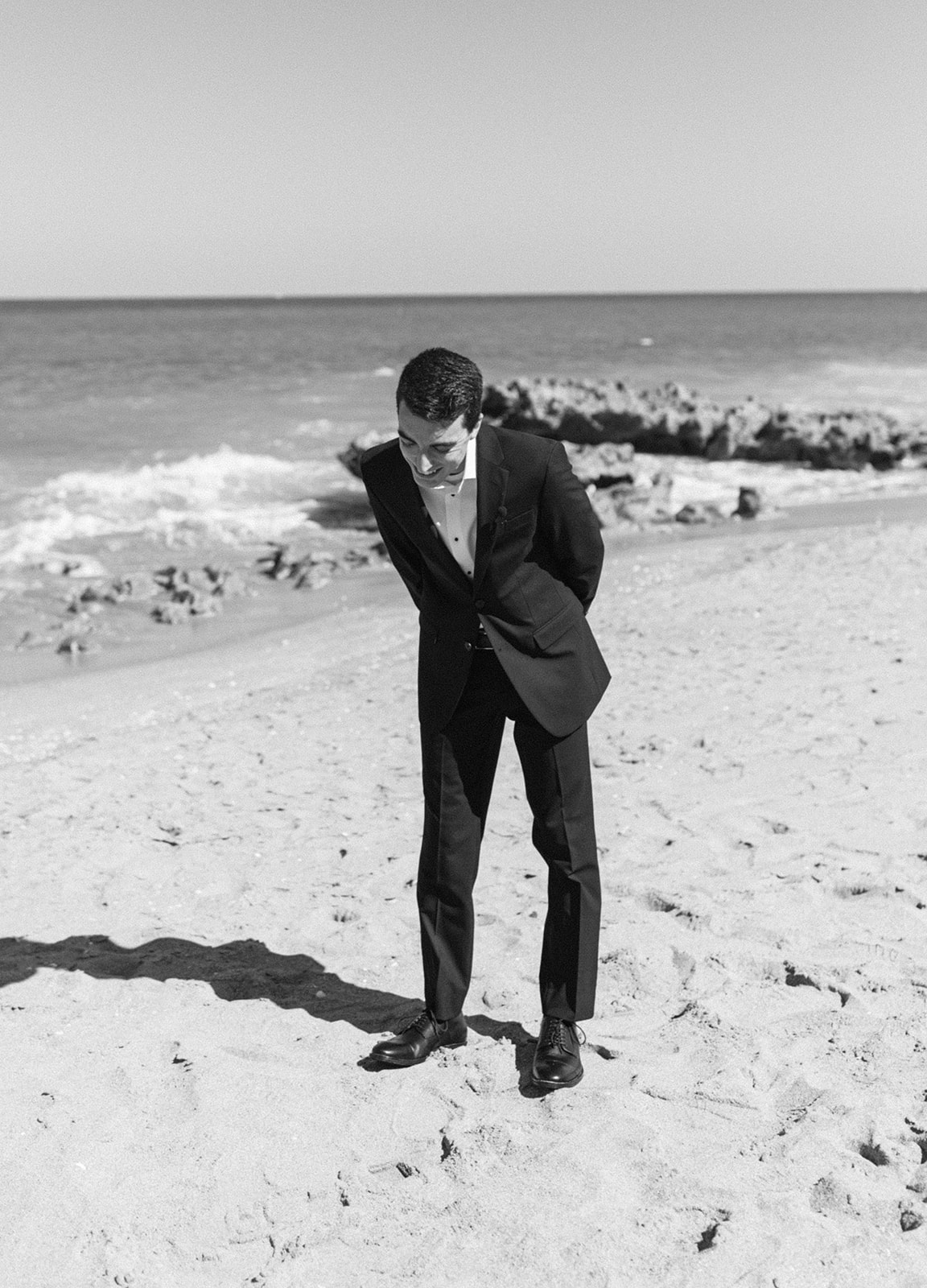 Groom sees bride down the aisle for the first time in Palm Beach, Florida beach ceremony