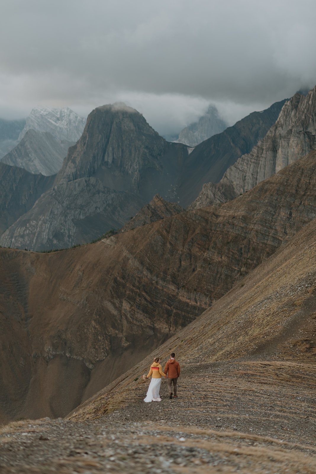 A couple adventures on their Kananaskis hiking elopement