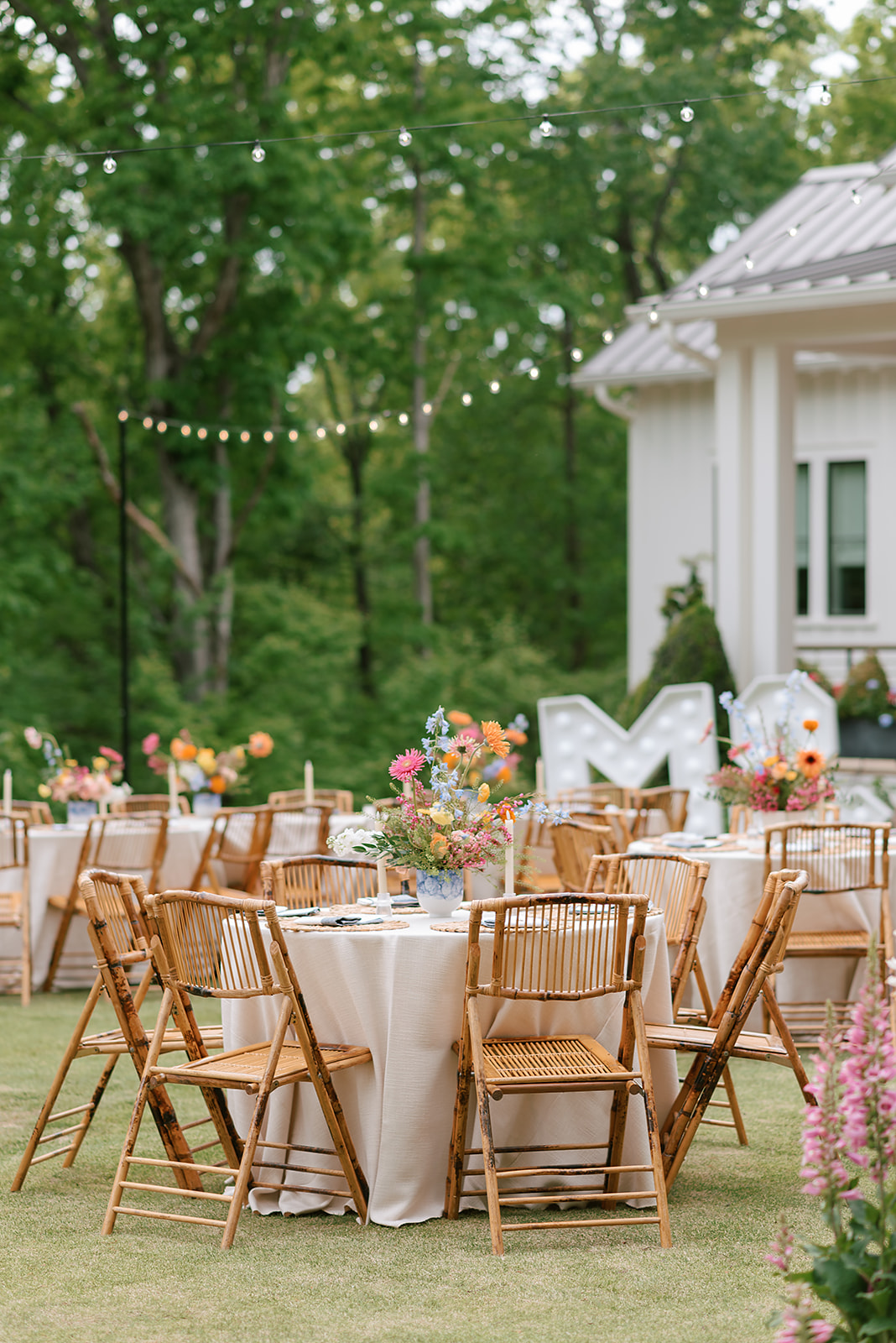 al-fresco garden italian inspired engagement party bamboo folding chairs by party bound rentals
