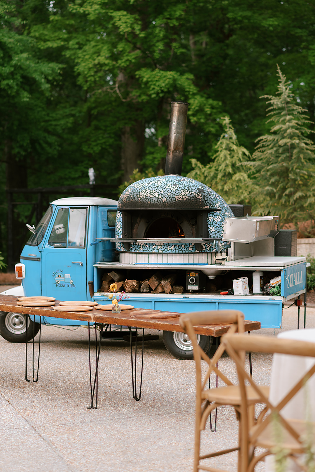 al-fresco garden italian inspired engagement party atlanta pizza truck catering